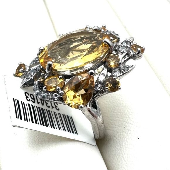 Chuck Clemency Yellow Citirne White Spinel Gemstone Ring Sterling Silver Size 6 - Picture 4 of 5